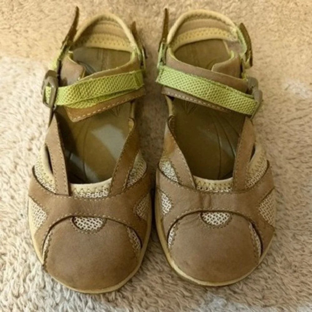 Merrell Azure Wrap Womens Brown Green Leather Mesh Hiking Sport Sandals Size 7